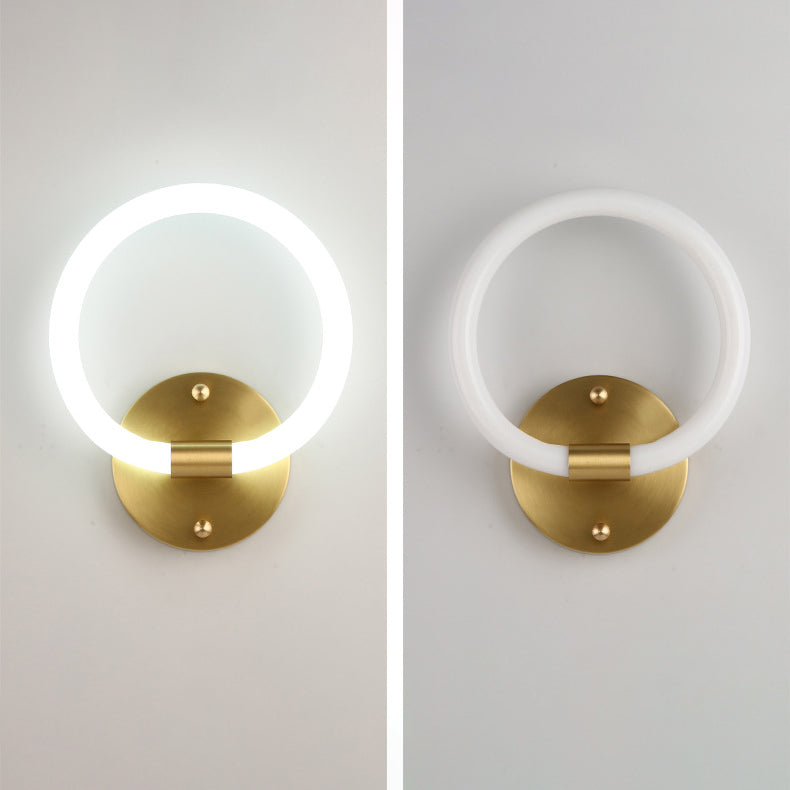 Contemporary Creative Brass Acrylic Round Oval Figure Six Eight Letter LED Wall Sconce Lamp For Hallway