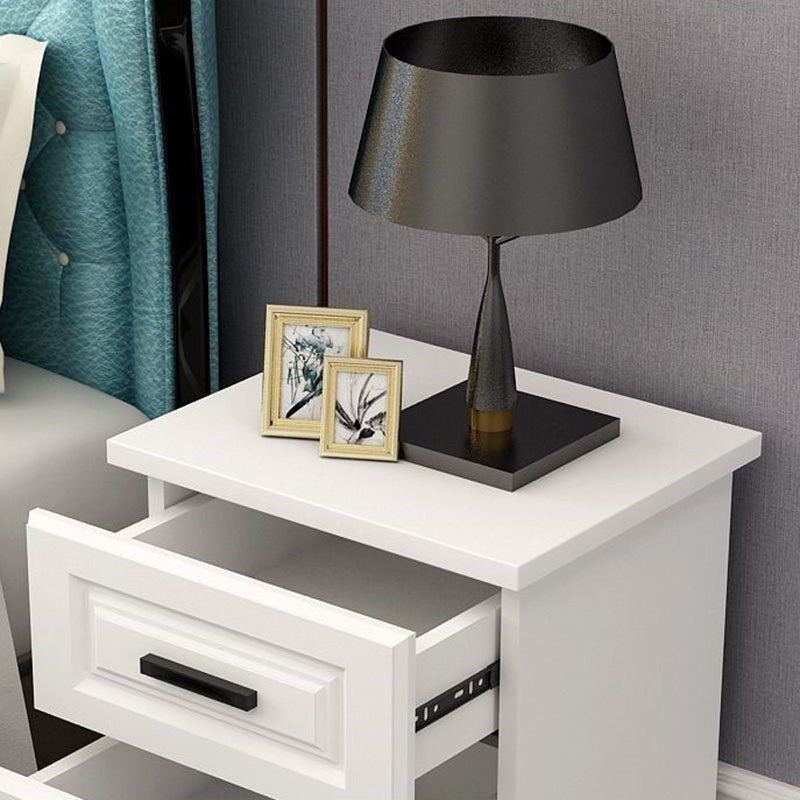 Modern Minimalist Rectangular Desktop Metal Artificial Panel Nightstand 2-Drawer For Bedroom