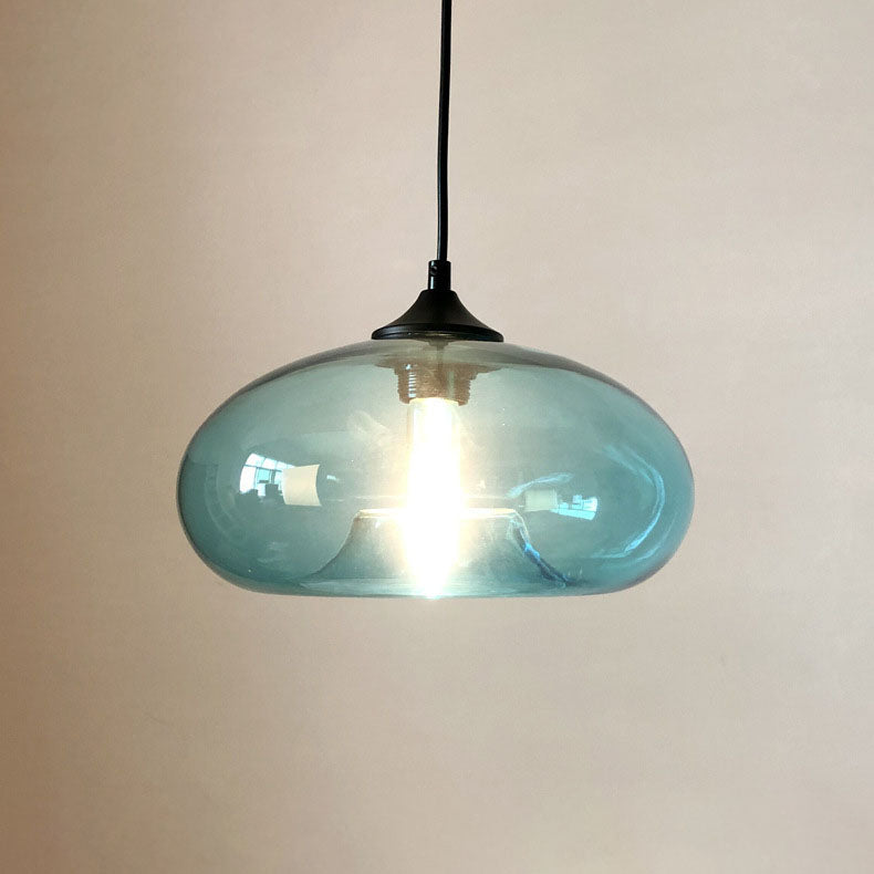 Contemporary Nordic Oval-Shaped Glass Shade Iron 1-Light Pendant Light For Living Room