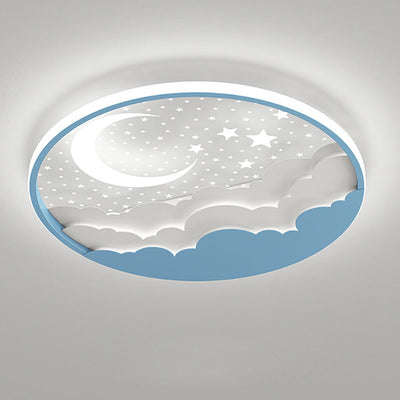 Contemporary Creative Cartoon Stars Moon Acrylic LED Kids Flush Mount Ceiling Light For Living Room