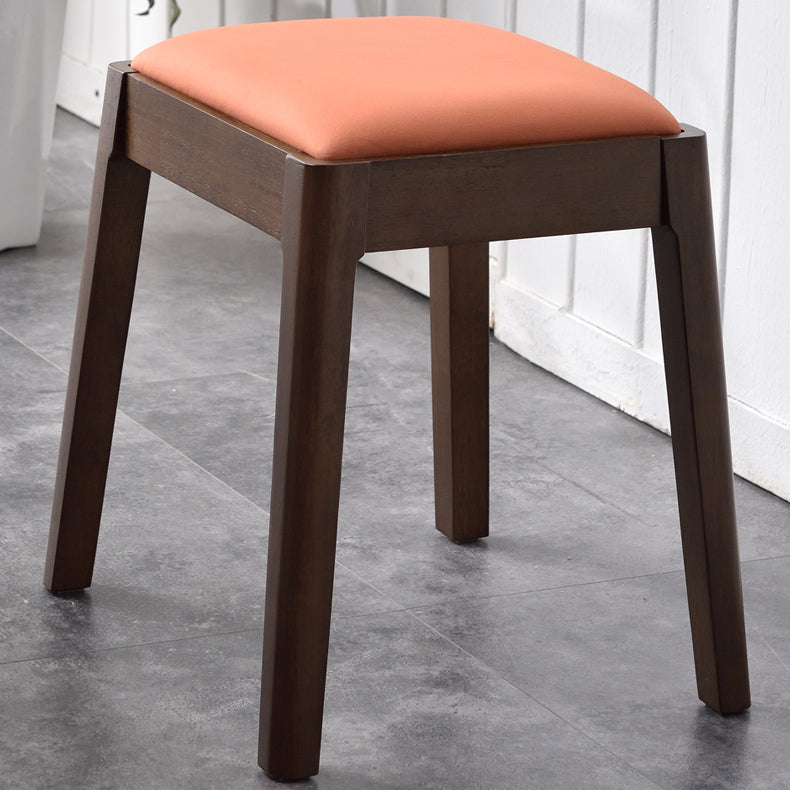 Modern Minimalist Rectangular Solid Wood Leather Vanity Stool For Bedroom