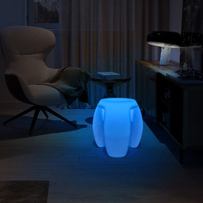 Modern Minimalist Round Plastic LED Illuminated Waterproof Bar Stool For Entertainment Room