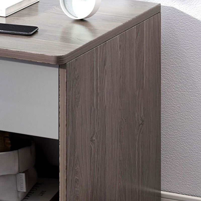 Modern Minimalist Square Table Top High Density Panel Nightstand 1-Drawer For Bedroom