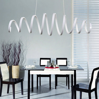 Modern Minimalist Round Spring Metal Acrylic LED Chandelier For Dining Room