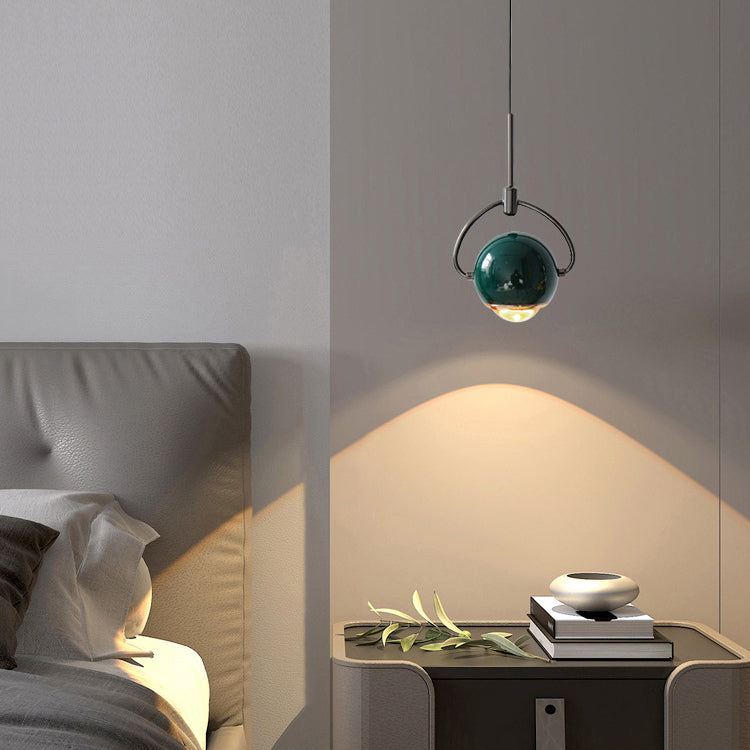 Modern Minimalist Rotatable Spherical Aluminum Glass LED Pendant Light For Bedroom