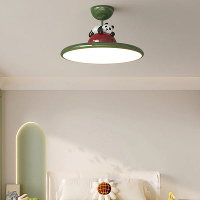 Contemporary Creative Cartoon Panda Elephant Iron Acrylic LED Semi-Flush Mount Ceiling Light For Bedroom