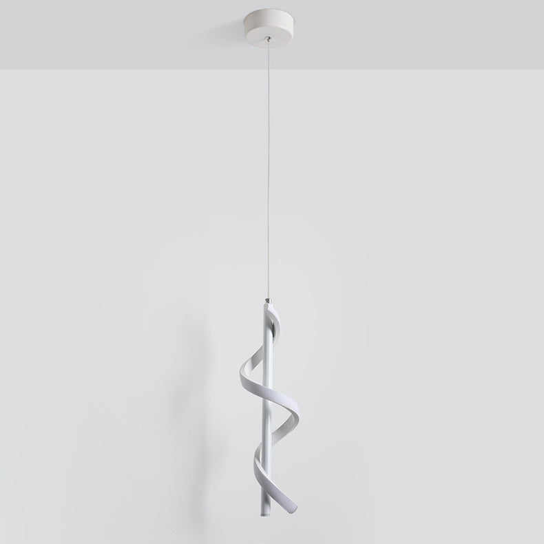 Modern Minimalist Aluminum Spiral Strip Silicone LED Pendant Light For Living Room