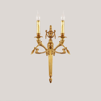 Traditional European Brass Candle Candleholder 2-Light Wall Sconce Lamp For Bedroom