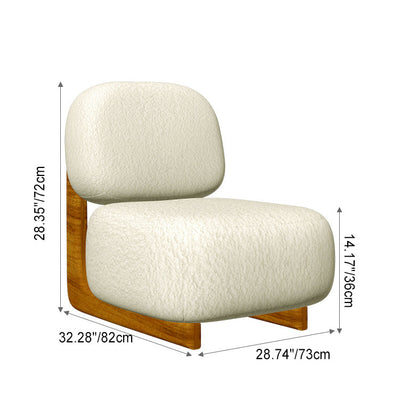 Contemporary Nordic Square Rectangular Lambswool Wooden Accent Chair Backrest For Living Room