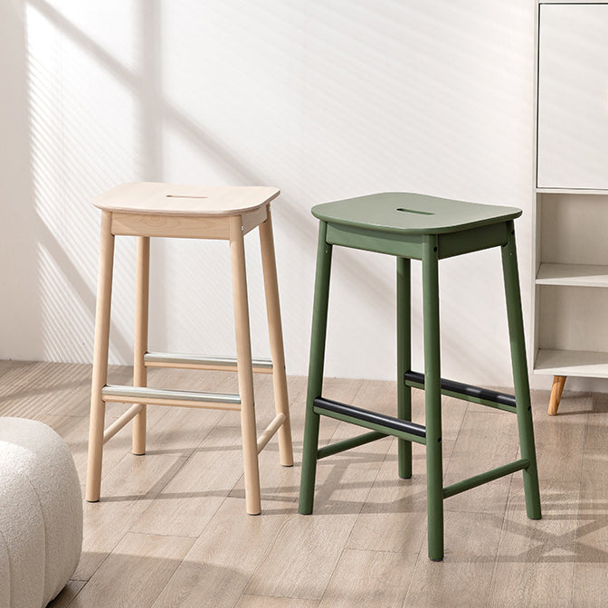 Modern Minimalist Rectangular Birch Bar Stool Footrest For Dining Room