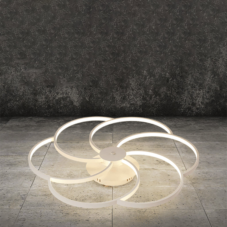 Contemporary Simplicity Aluminum Petal Silicone Strip Shade LED Flush Mount Ceiling Light For Living Room