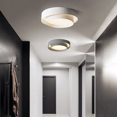 Contemporary Nordic Double Round Hardware LED Flush Mount Ceiling Light For Bedroom