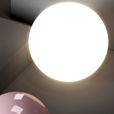 Modern Minimalist Round Ball Hardware Plastic 1-Light Pendant Light For Bedroom