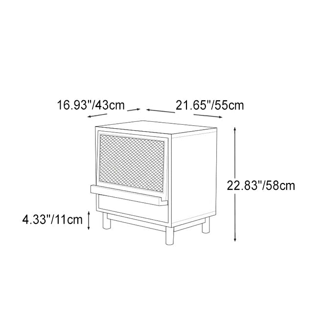 Contemporary Nordic Rectangular Wood Rattan End Table 1-Drawer For Living Room