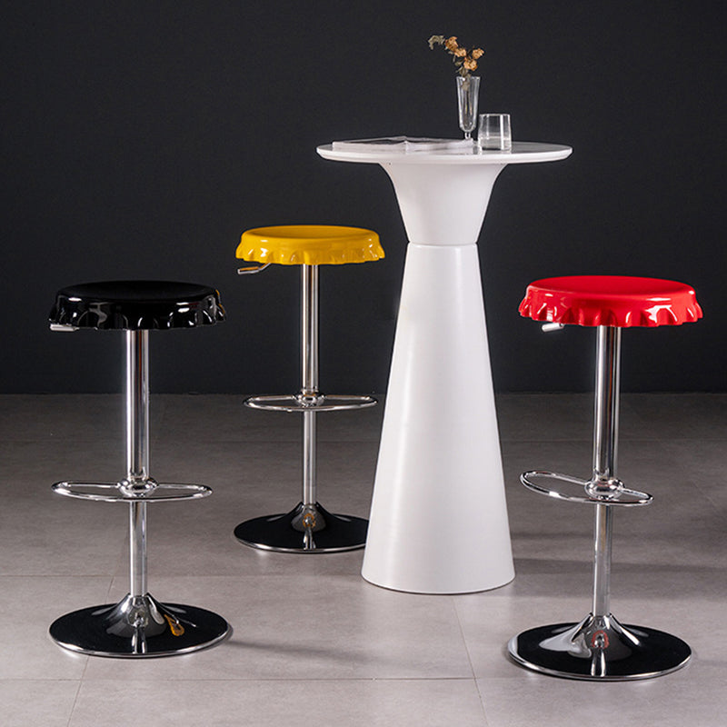 Contemporary Creative Beer Bottle Cap Design Plastic Swivel Bar Stool Height Adjustable Footrest For Dining Room