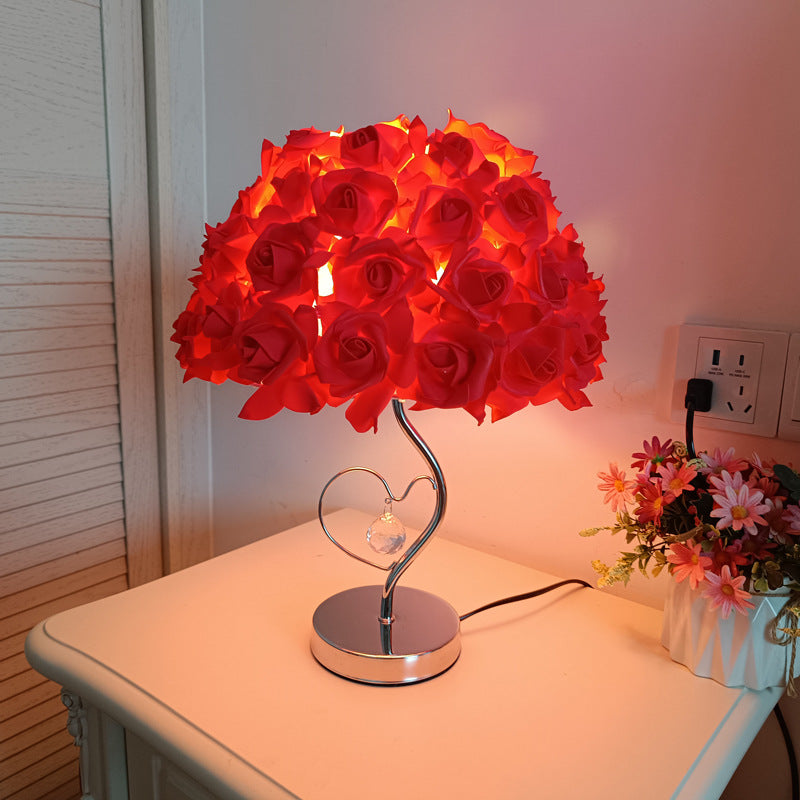 European Romantic Rose 1-Light Decorative Table Lamp