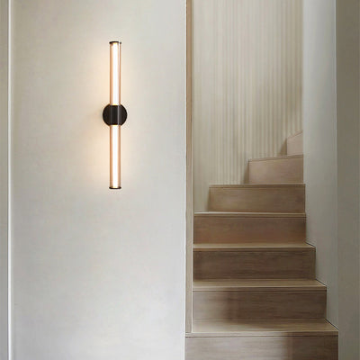 Modern Minimalist Cylindrical Copper Glass LED Wall Sconce Lamp For Living Room