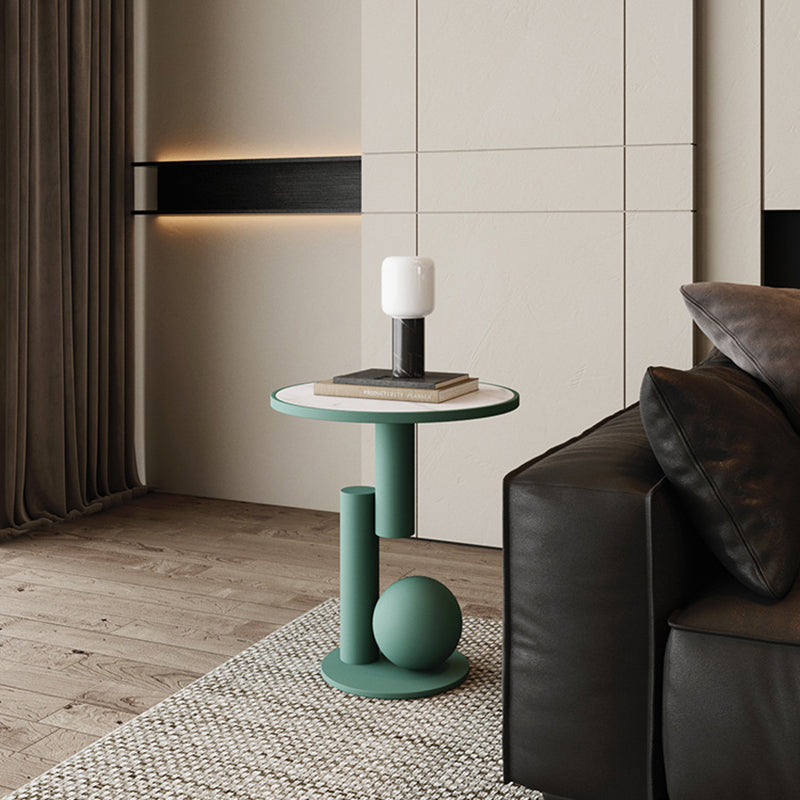 Contemporary Scandinavian Geometric Cylinder Sintered Stone Side Table For Living Room