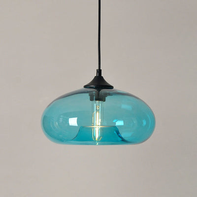 Contemporary Nordic Oval-Shaped Glass Shade Iron 1-Light Pendant Light For Living Room