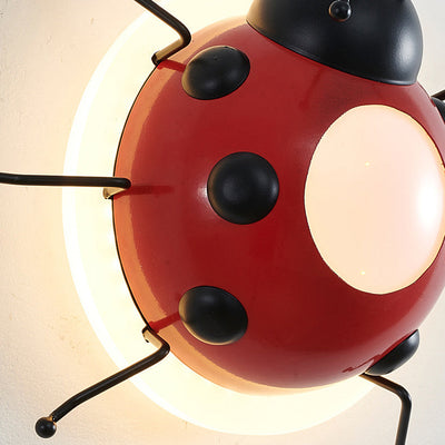 Contemporary Creative Cartoon Beetle Acrylic LED Kids Wall Sconce Lamp For Bedroom