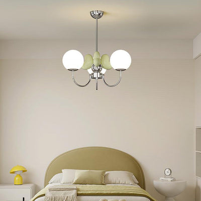 Modern Minimalist Dome Orb Love Iron Resin Glass LED Chandelier For Bedroom