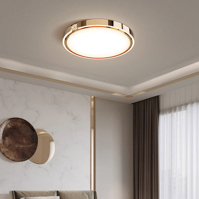 Modern Luxury Round Electroplated Aluminum Acrylic LED Flush Mount Ceiling Light For Bedroom