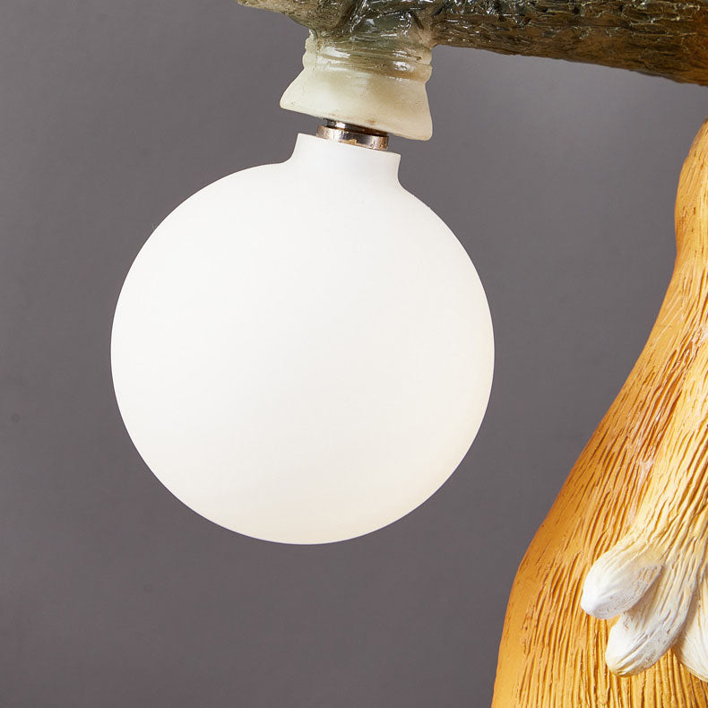 Contemporary Creative Resin Cartoon Squirrel Glass Ball Shade 1-Light Table Lamp For Bedroom