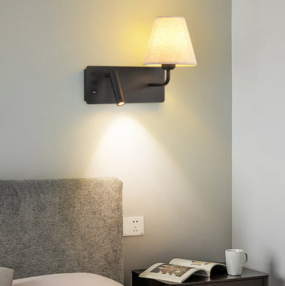 Modern Simplicity Iron Aluminum Fabric Cone 1-Light Wall Sconce Lamp For Bedroom