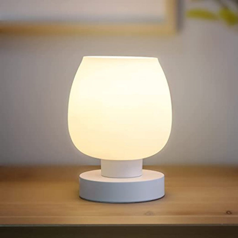 Modern Minimalist Flat Round Glass Iron 1-Light Table Lamp For Living Room