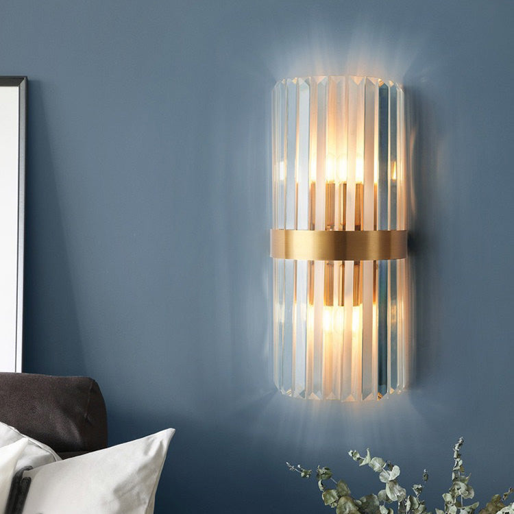 Contemporary Luxury Crystal Strip Stainless Steel 1-Light Wall Sconce Lamp For Bedroom