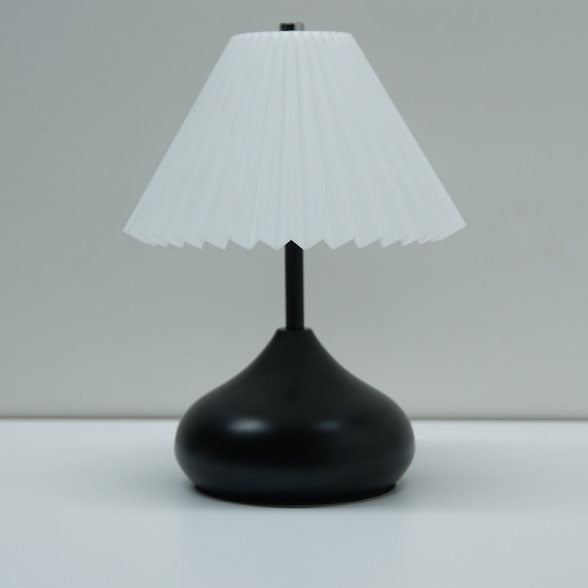 Contemporary Nordic Acrylic Pleated Shade Iron Base LED USB Touch Table Lamp For Bedroom