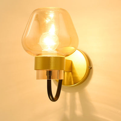 Contemporary Scandinavian Glass Cup Design 1-Light Wall Sconce Lamp For Hallway