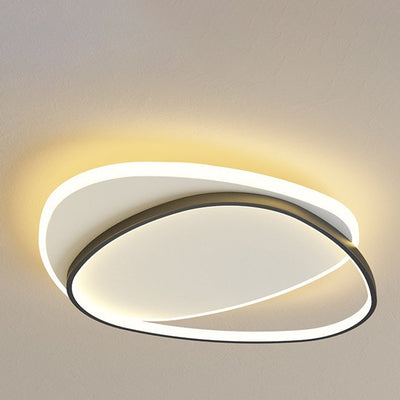 Modern Minimalist Triangle Oval Acrylic Iron LED Flush Mount Ceiling Light For Living Room