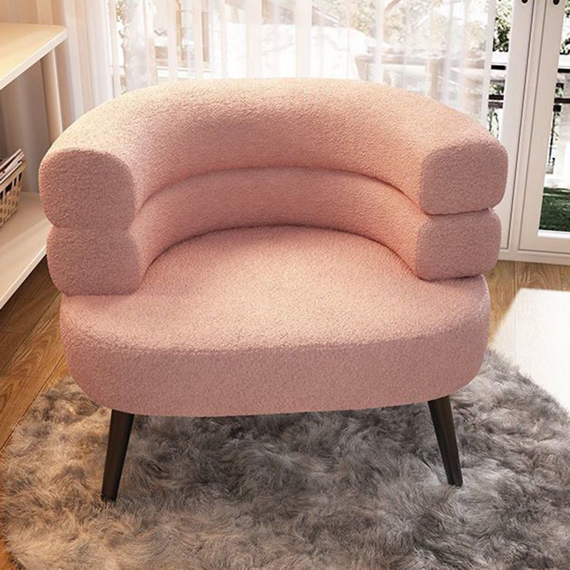 Contemporary Nordic Round Lambswool Upholstered Vanity Stool Backrest Armrest For Bedroom