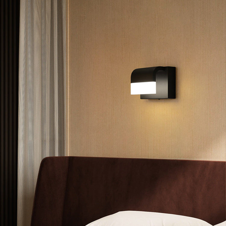 Modern Minimalist Rectangle Iron Aluminum PS LED Wall Sconce Lamp For Bedroom