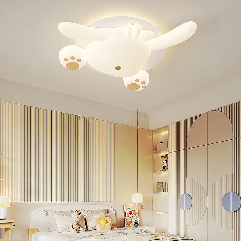 Contemporary Creative Bear Iron Plastic LED Semi-Flush Mount Ceiling Light For Living Room