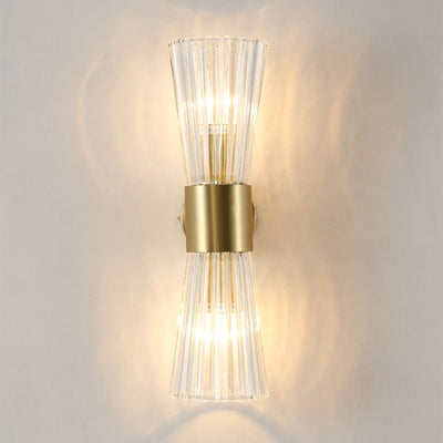 Applique murale lumineuse à 2 lumières en cristal nervuré de luxe contemporain pour chambre à coucher 