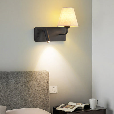 Modern Minimalist Square Cylinder Iron Aluminum Fabric 1-Light LED Wall Sconce Lamp For Bedroom