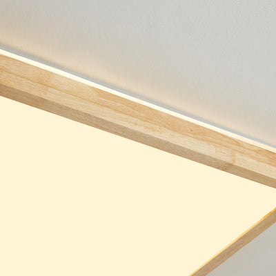 Modern Minimalist Square Solid Wood Acrylic LED Flush Mount Ceiling Light For Living Room