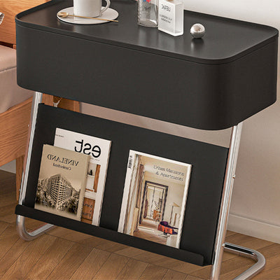 Modern Minimalist Rectangular Stainless Steel Carbon Steel Nightstand 1-Cabinet Swivel For Bedside