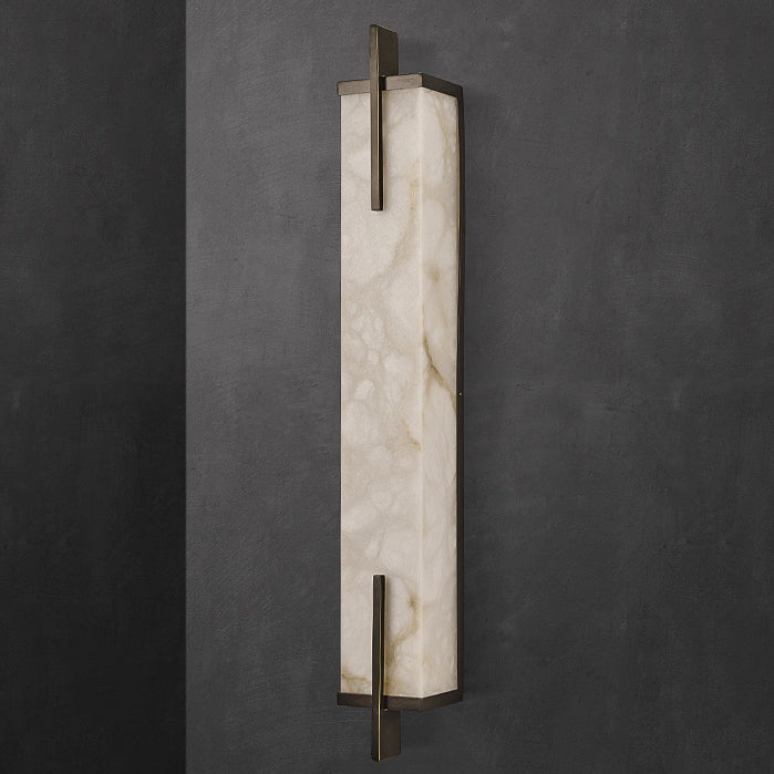 Modern Luxury Full Copper Marble Rectangle LED Wall Sconce Lamp For Living Room