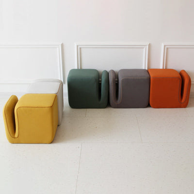 Modern Simplicity Fabric Wood Sponge Cube Vanity Stool Backless For Bedroom