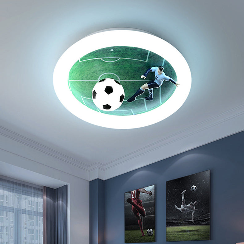 Plafonnier LED en acrylique fer avec football créatif contemporain pour chambre d&