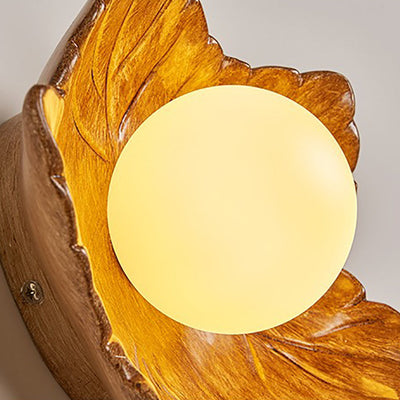 Contemporary Creative Resin Glass Maple Leaf 1-Light Wall Sconce Lamp For Bedside