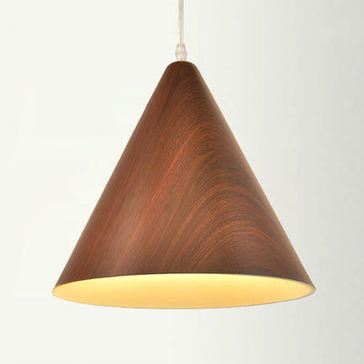 Nordic Creative Wood Grain Cone Aluminum 1-Light Pendant Light