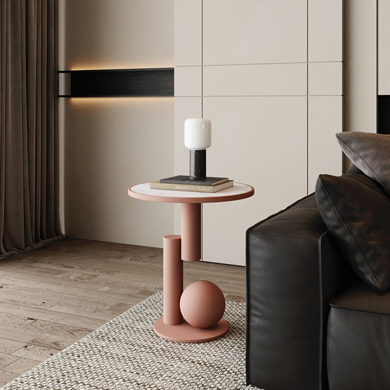 Contemporary Scandinavian Geometric Cylinder Sintered Stone Side Table For Living Room