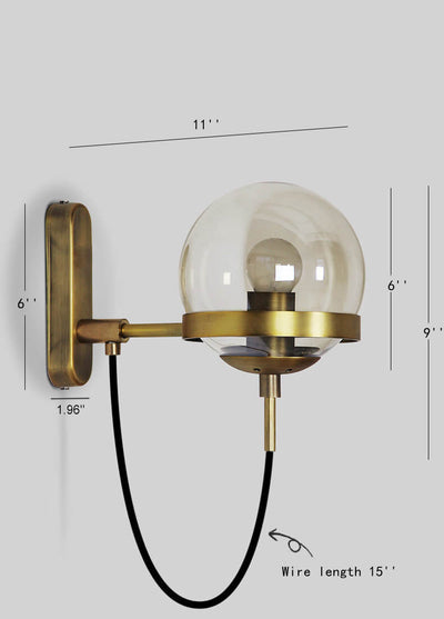 Glass Ball 1-Light  Globe Armed Sconce Lamp