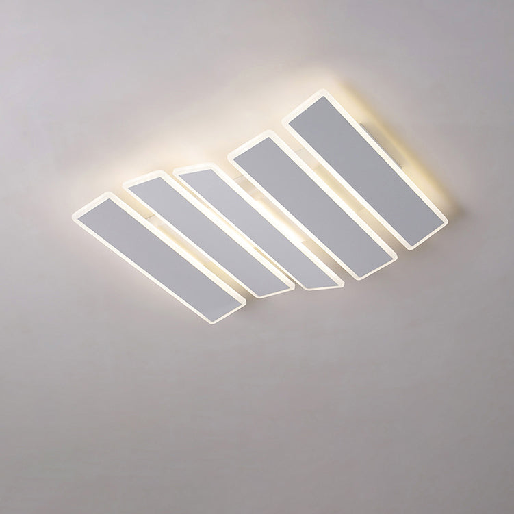 Contemporary Simplicity Acrylic Striped Fish Bone Shape LED Flush Mount Ceiling Light For Living Room