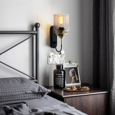 Modern Luxury Cylinder Iron Glass 1-Light For Bedroom