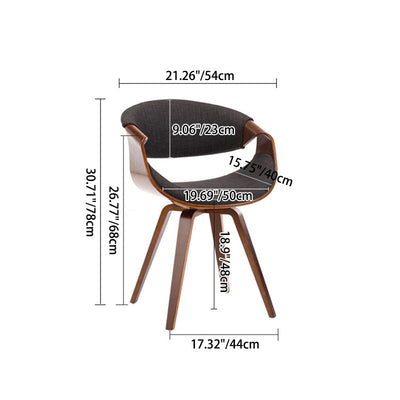 Contemporary Luxury Arc Cotton Linen Upholstered Dining Chair Backrest Armrest For Dining Room